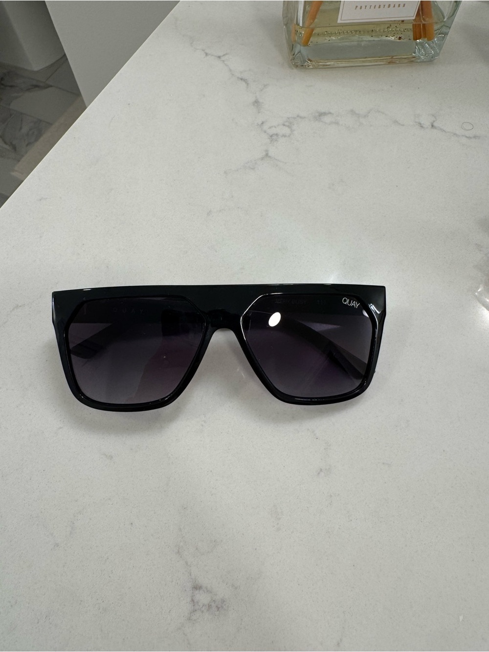 Quay Australia Black Oversized Square Sunglasses with Gradient Lenses
